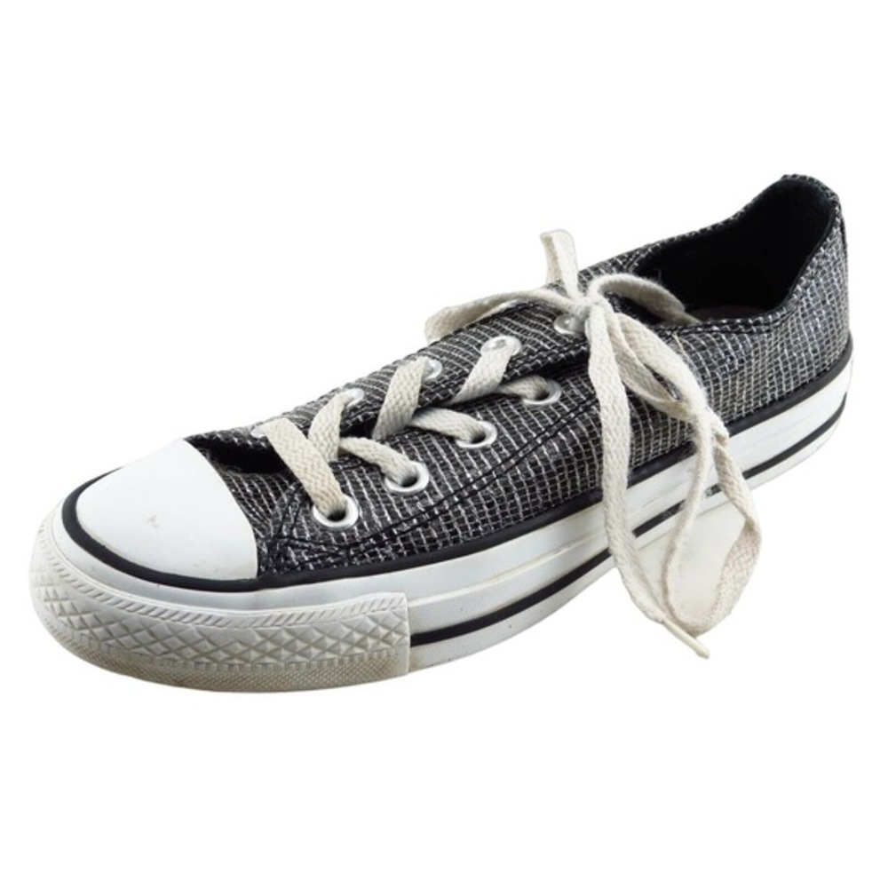 Converse All Star Women Low Top Sneakers Size 5 Casual Silver Fabric Classic‎